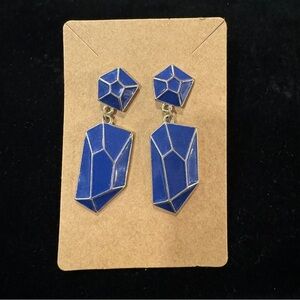 Blue and Silver Geometric Dangle Earrings